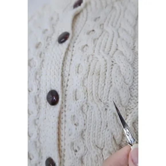 Vintage Handknit Cable Hand Knit Cardigan Sweater Carrick On Suir Ireland - Picture 9 of 14